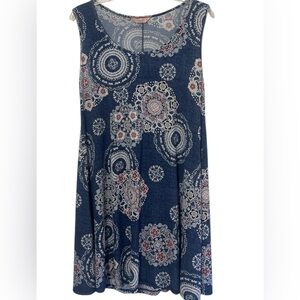 Boho Casual Sleeveless Swing Mini Dress Medallion Print Size Medium